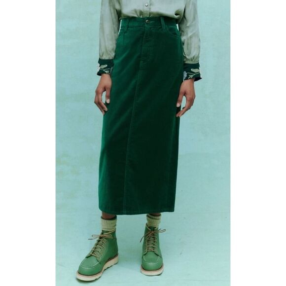 THE GREAT Emerald Green Column MIDI Skirt 28 - Picture 1 of 13